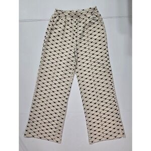 Disney H&M Girls Mickey Mouse Monogram Wide Leg Sweatpants Size 18 Cream Black
